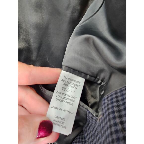 Chaps Mens Sz XXL 2 Button Classic Blazer Jacket Navy Blue Plaid - Picture 4 of 5